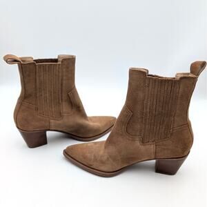 Dolce Vita Slim Pointed Toe Chelsea Boots Women's Pecan Suede Size US7 EU37.5